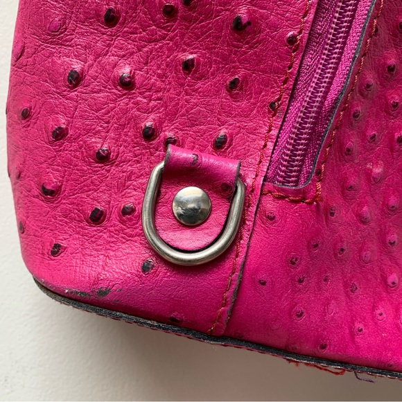 Ostrich leather shoulder bag backpack pink - Picture 8 of 12